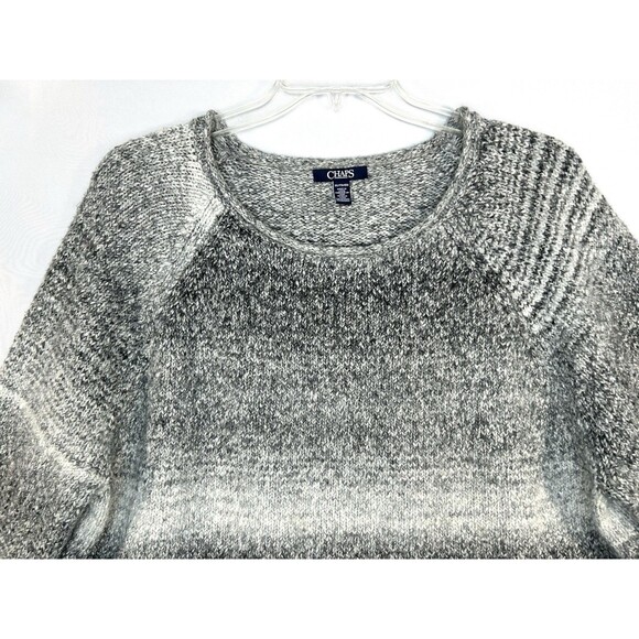 CHAPS Sweater Women's 2X Plus Knit Roll Neck Pullover Gray Stretch - Picture 2 of 9